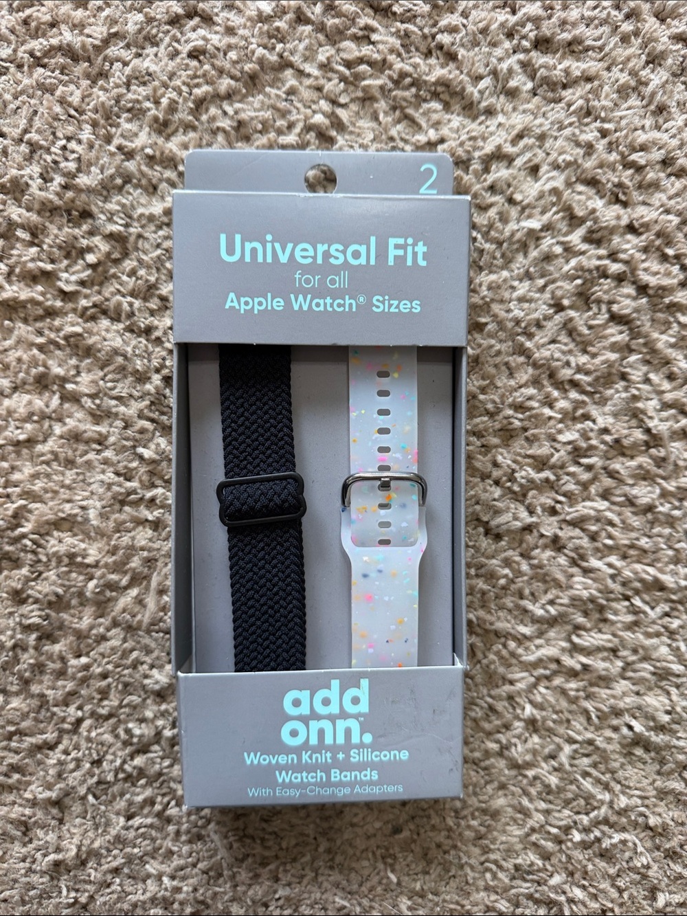 Apple Watch Band Set - Black Woven Knit + Confetti White Silicone